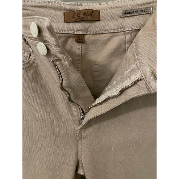 Judy Blue High Rise Double Waistband Flare Pant 7/28 Khaki Denim Tummy Control - Picture 10 of 15